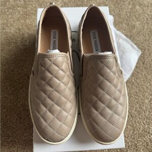 Steve Madden Taupe Quilted Slip-Ons